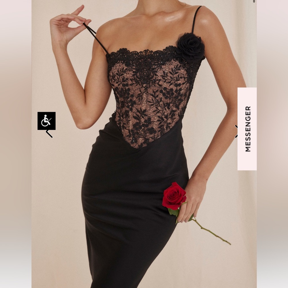 House of CB Nikita black lace midi dress size small